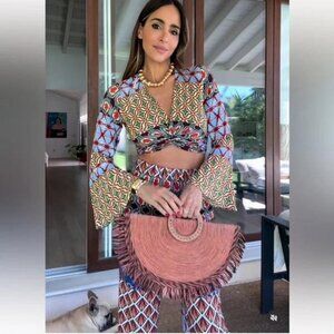 ZARA WOVEN FAN SHAPED BAG